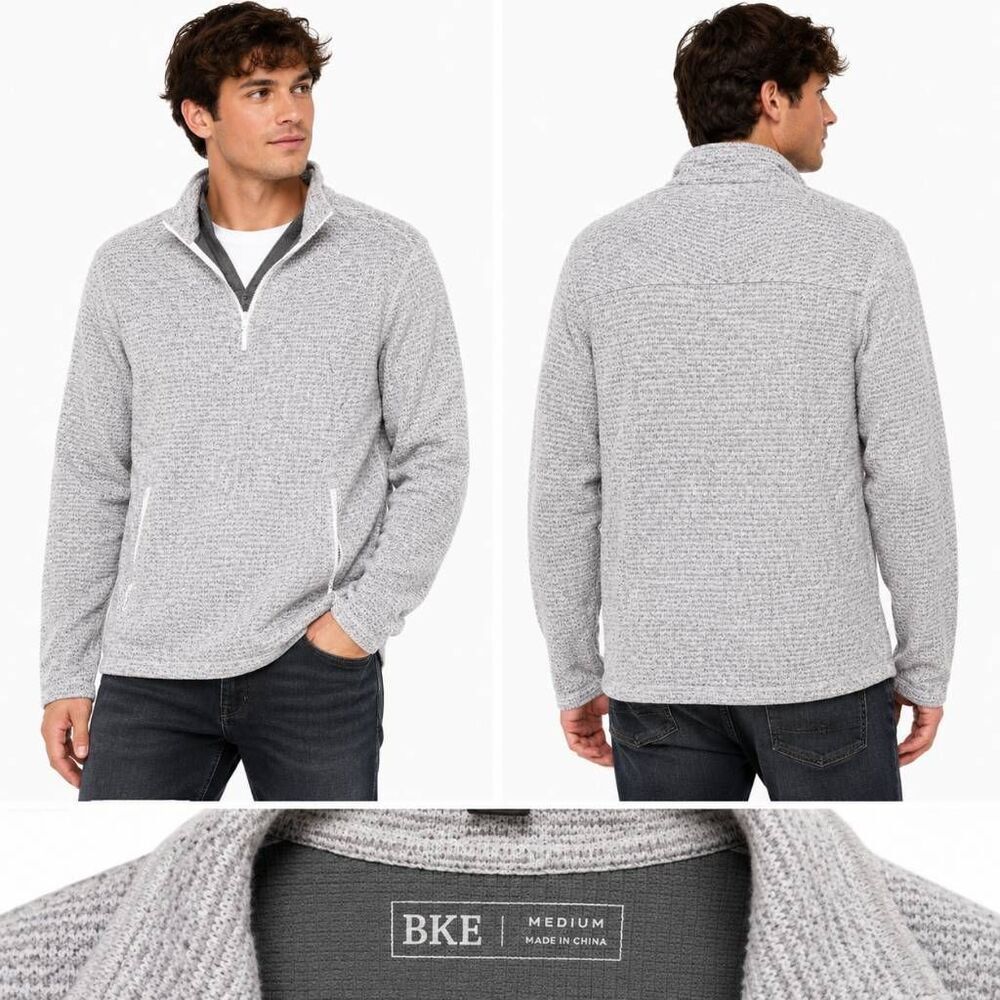BKE Gray Quarter Zip Pullover M